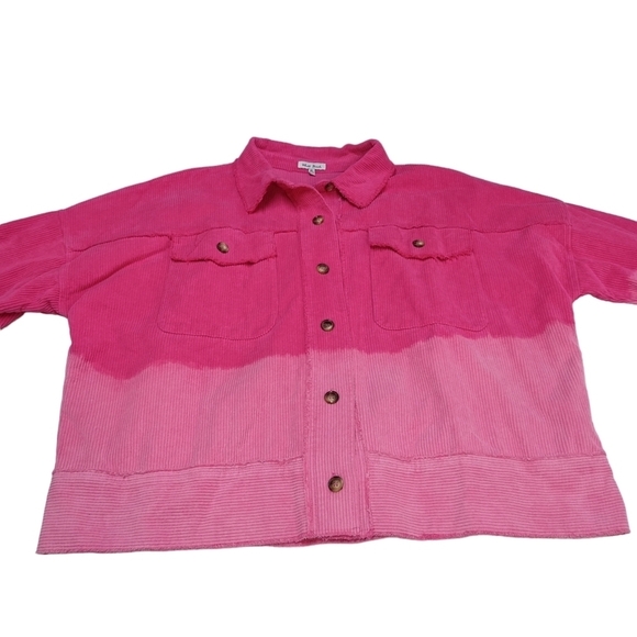 White Birch Women's Corduroy Dip Dyed Hot Pink Jacket Size XL - Picture 9 of 16